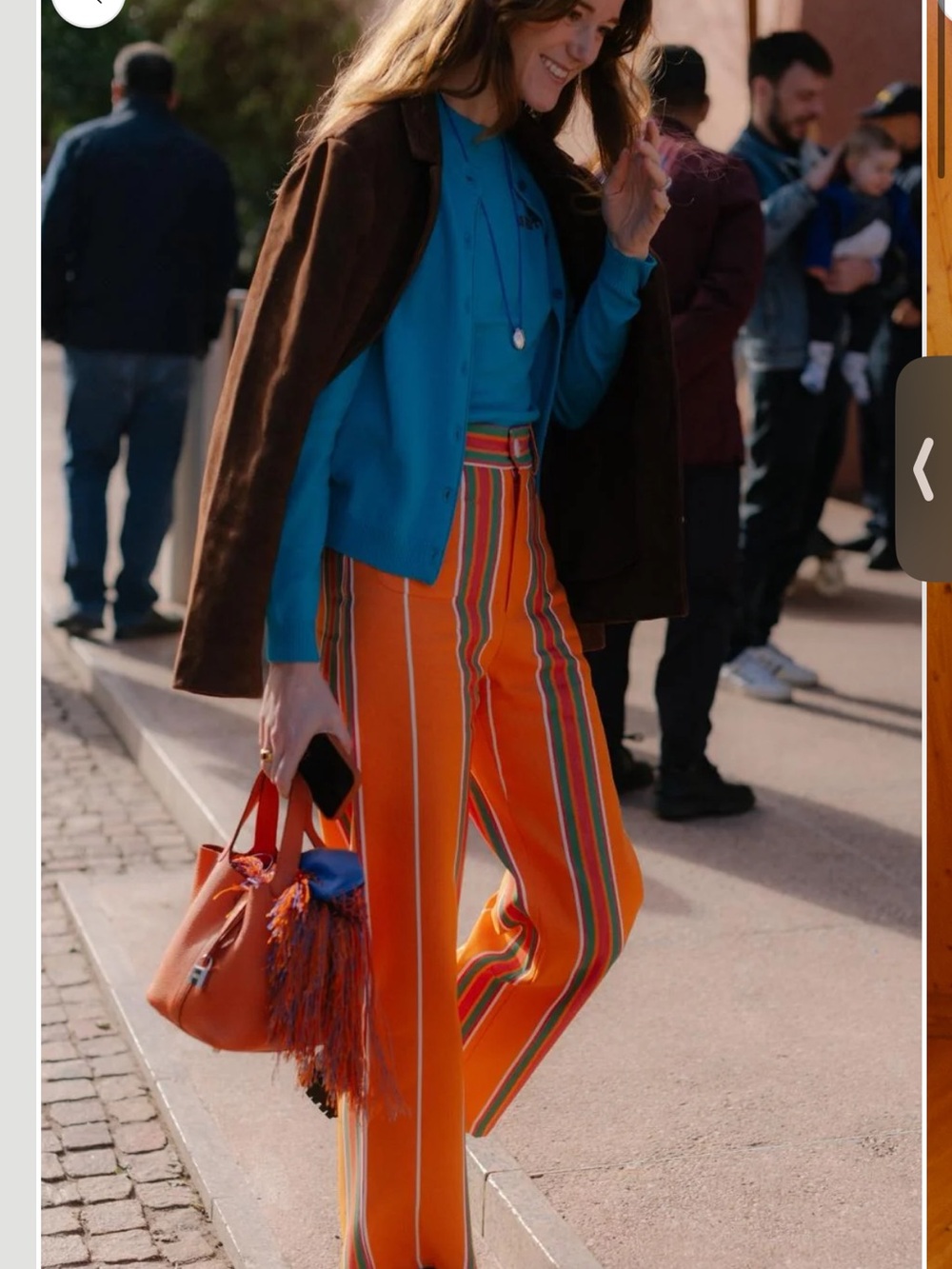 High-Rise Orange Stripe Wide-Leg Pants - Picture 4 of 4
